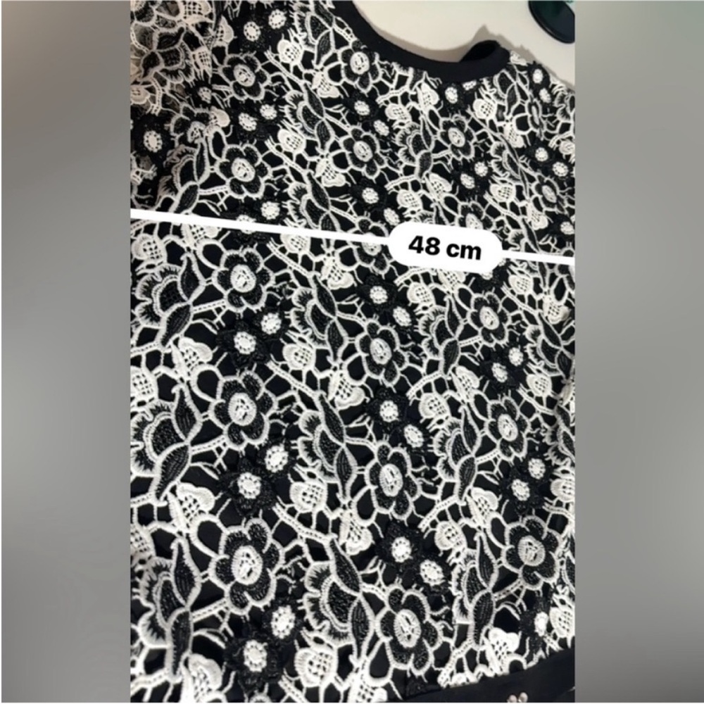 NWT Zara Trafaluc black and white floral lace top and gingham plaid skirt dress - Picture 5 of 6
